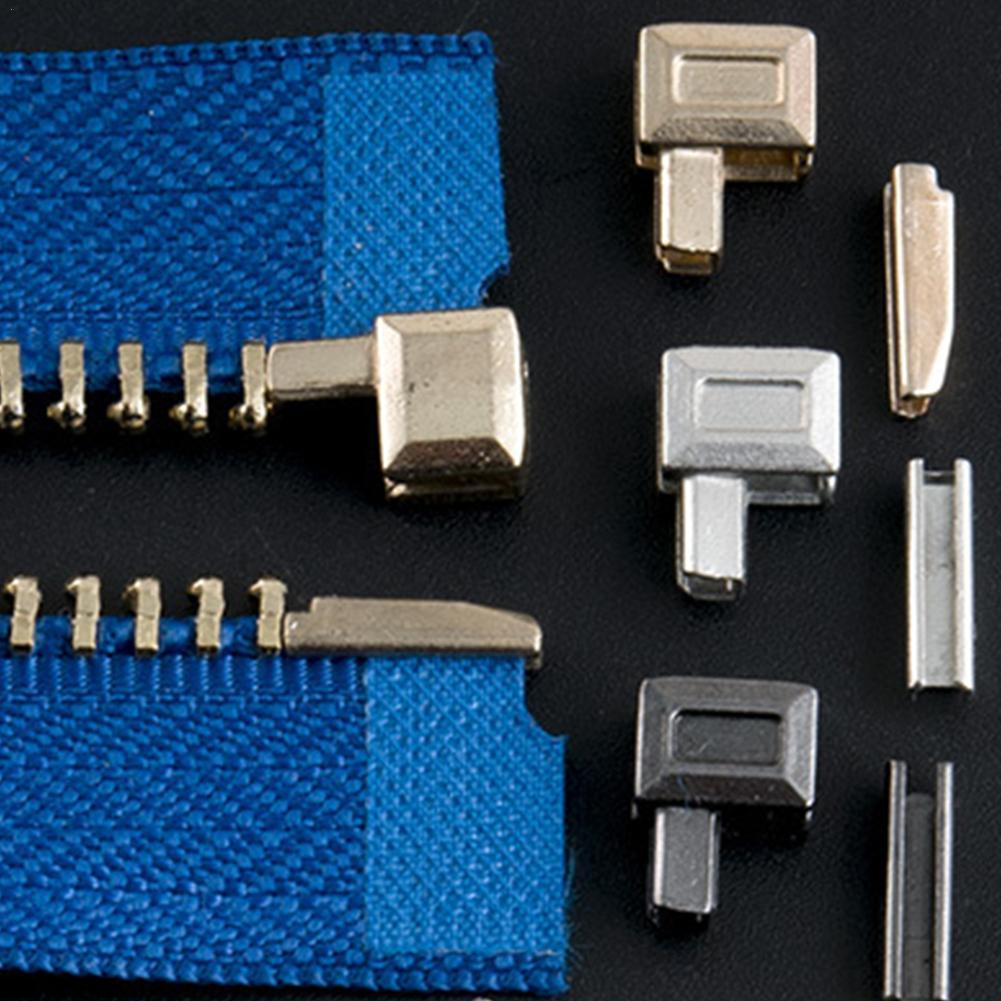 10 Set Metal Zipper Head Sliders Retainer Insertion Pin Zipper Top Stop Accessories Plug Zipper Repair Kit For Coat Home DIY