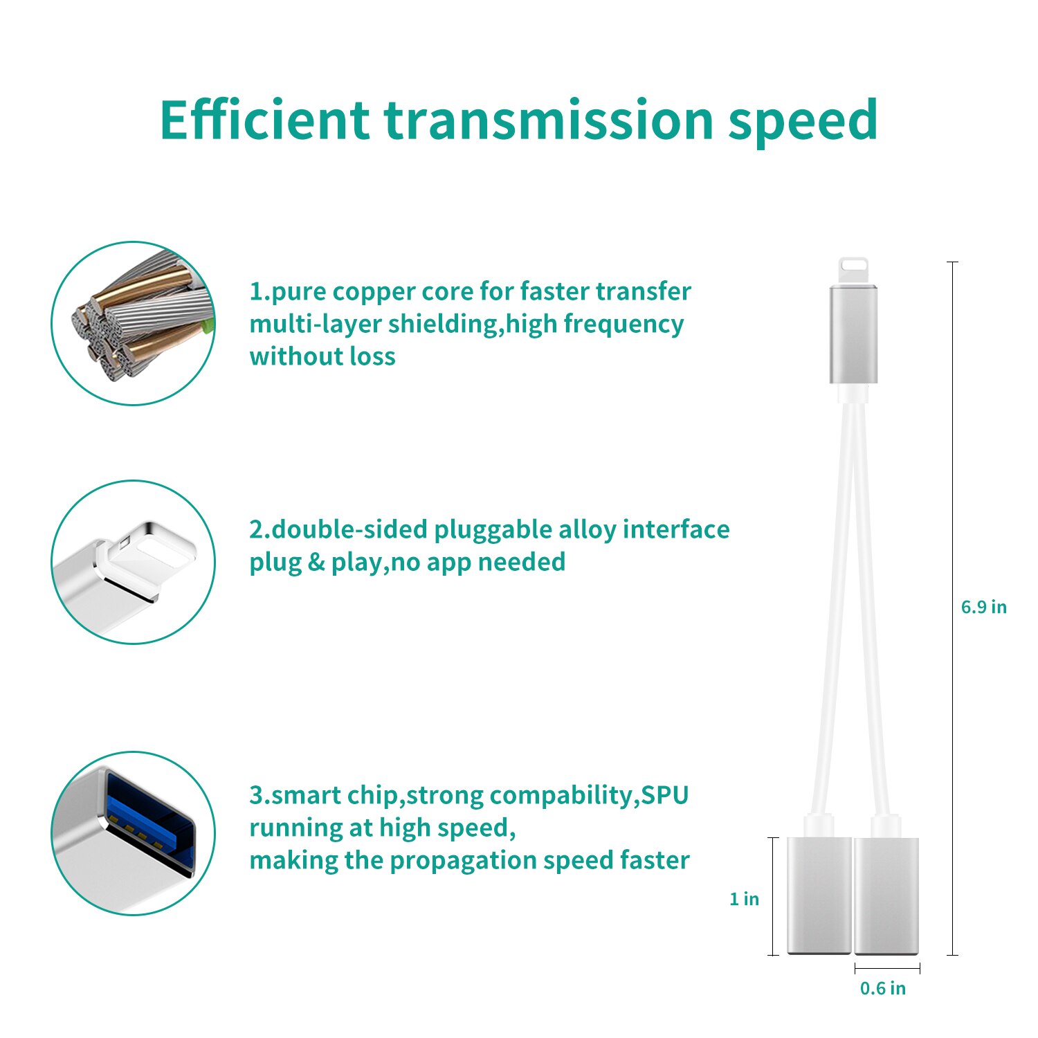 Melaudio otg-kabel med usb-ladeport lightning for iphone ipad ios 9 to 14 hann-til-hun-adapter for midi-tastatur
