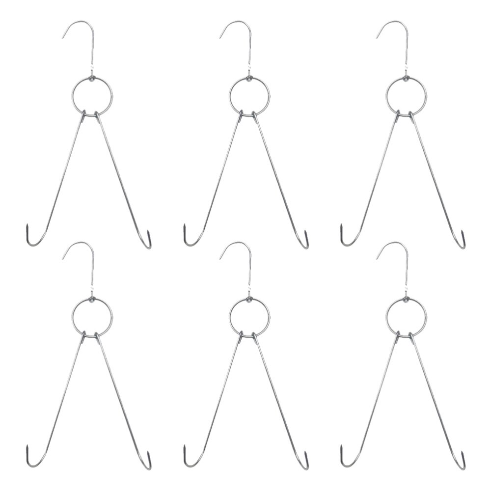 6pcs Stainless Steel Double Meat Hooks Drying Roast Duck Hook Bacon Hanger Grill Hanging Rack (3.5cm Diameter 24.5cm Length): 23x5x0.35cm