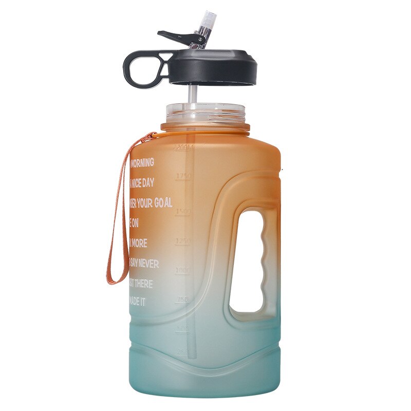 Large Half Gallon Motivational Water Bottle Leakproof BPA Free Tritan Sports Water Jug with Time Marker Ensure You Drink Enough