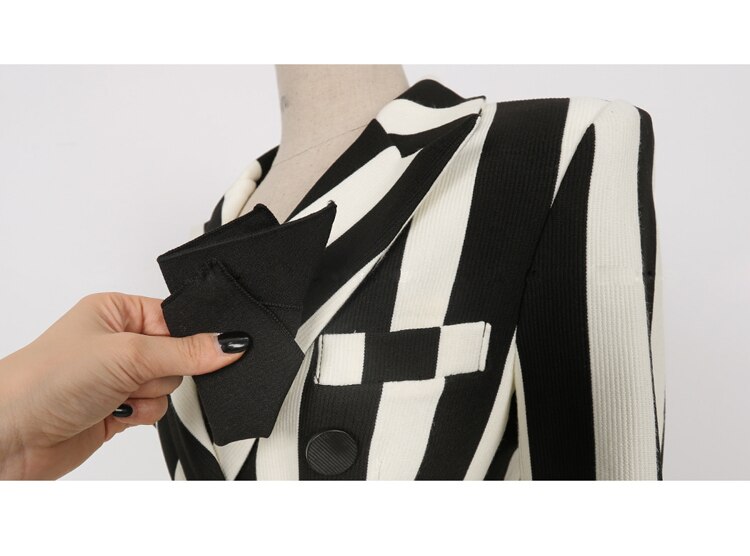 SMTHMA Runway Long Pant Suits Women Casual Office Business Suits Formal Work Wear Sets stripe Pant Suits