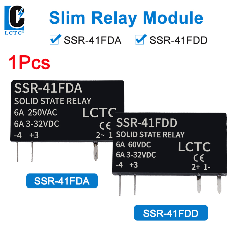 SSR Solid State Relays DC to DC Slim Relay Module 3-32VDC 6A Mini Relay Non-contact DIN Rail Relay SSR-41FDD