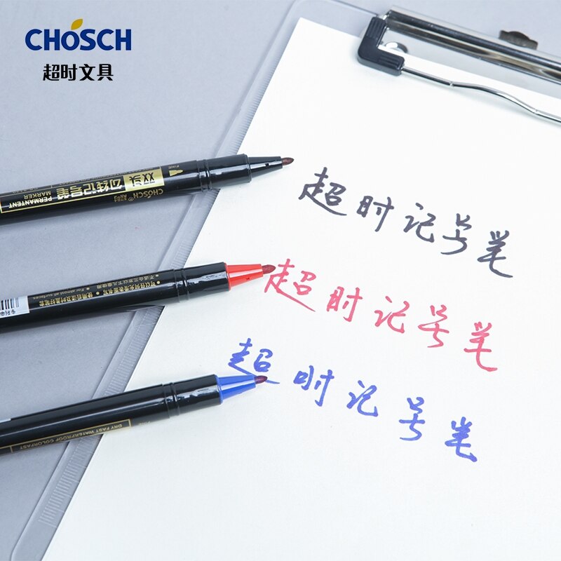 Chosch Twin Tip Permanente Marker Pen Verf Marker Pennen Fijne Punt Waterdichte Inkt Blauw Rode Inkt Voor Tekening Student levert