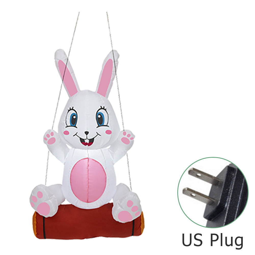 Inflatable Easter Swing Rabbit Toys with Build-in LED Luminous Bunny Decor 2022 for Home Outdoor Party Prop US/UK/AU/US Plug: N1.2m