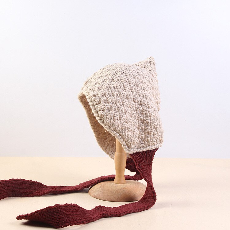 Lvren 001 vinter dame & #39 ;s uformelt strikket lue øreklaff jente dame tykk varm bomber lue caps med hale: 006