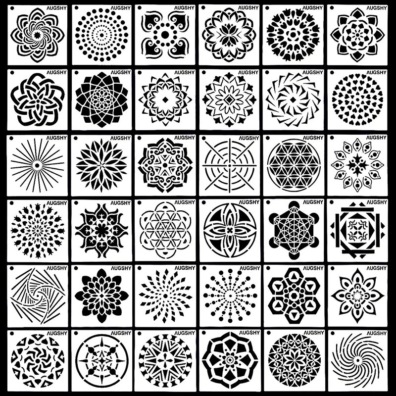 36 Pack Mandala Dot Painting Templates Stencils Perfect for DIY Rock Painting Art Projects 9*9 cm