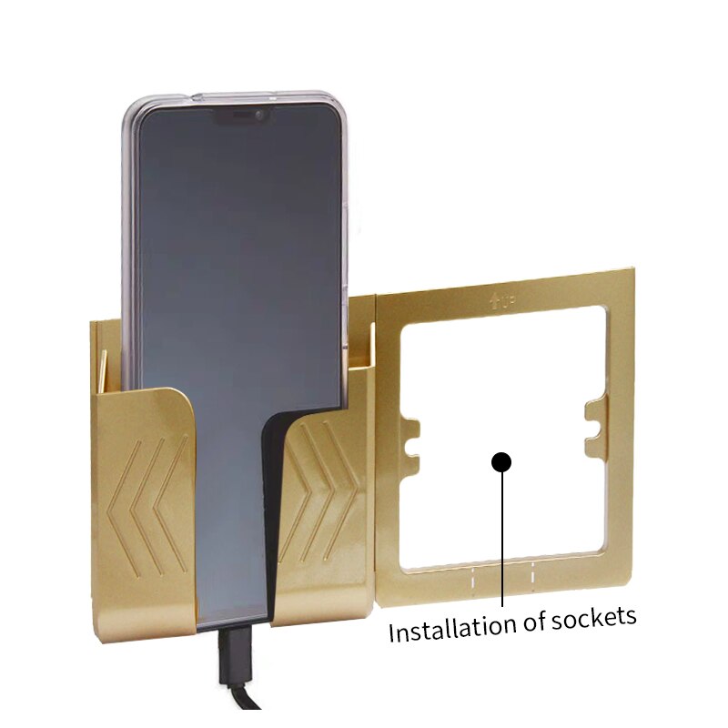 Wall Socket Phone Holder Bracket Dual USB Power Outlet Socket Wall Charger Adapter Home Phone Charging Holder Display Support