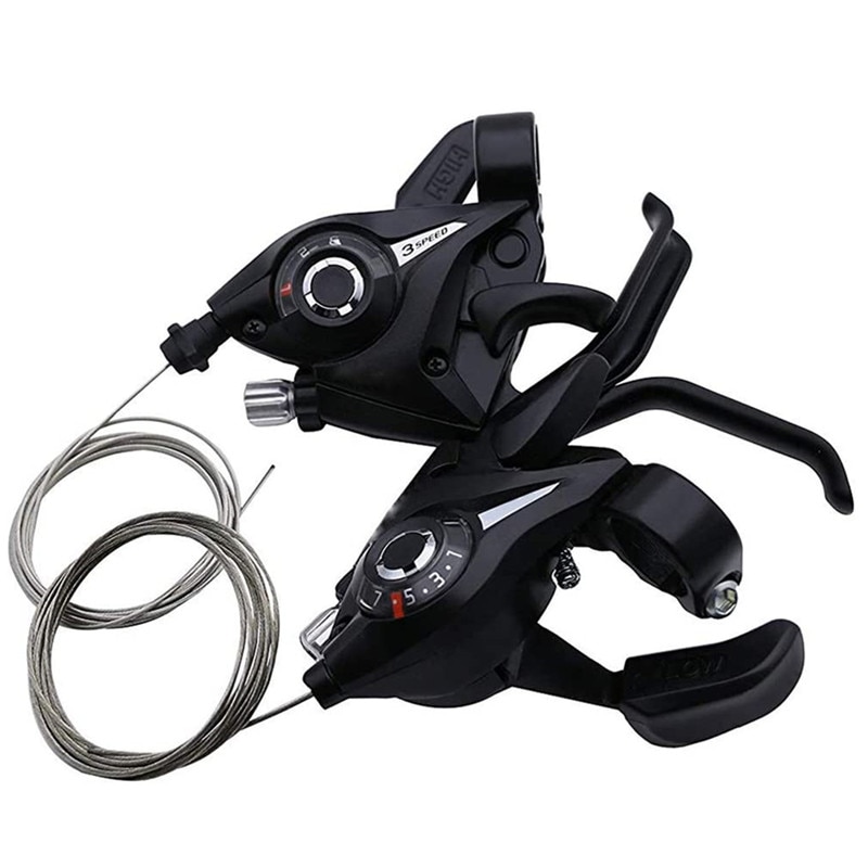 Bicycle Shifter Brake Gear Shifter 21 Speed or Set Black v-brake for Shimano Mountain Cycling Conjoined Finger Dial Levers Handl