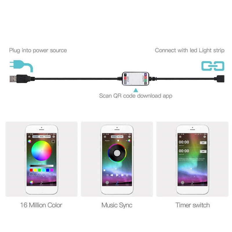 YO-Wireless Bluetooth LED Dimmer Remote Controller DC5-24V With LED 5050 Connector Kit 10 Mm 4-Pin, LED Strip Connectors