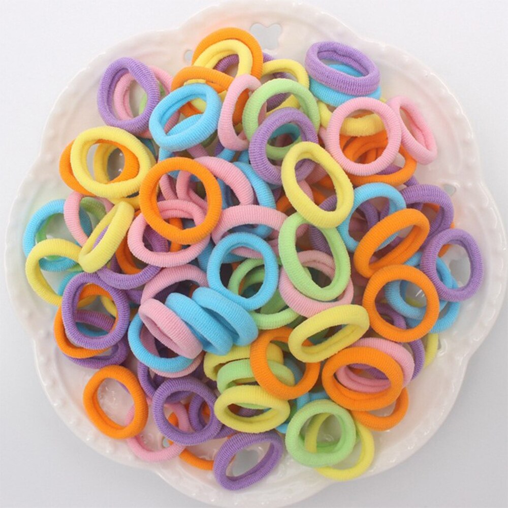 100 unids/lote alto estiramiento sin costura toalla lazo cabello elástico Color caramelo banda para el cabello reutilizado anillo para niñas sombreros