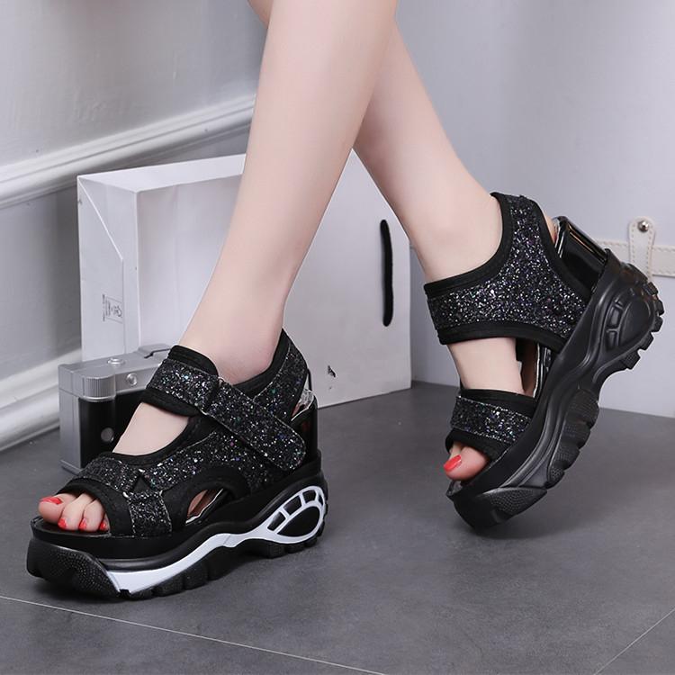 Women's Cheerleading Shoes – High Heel Wedge Sneaker Platform 3.5 Inch, Faux Leather