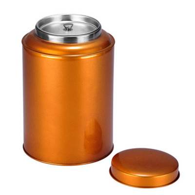 Thick golden stainless steel tea cans storage box barrel for loose Chinese tea metal tea caddies sealed walnut canister: for 1kg tea / gold