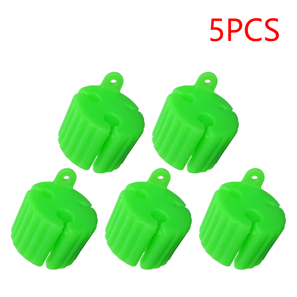5-10 Stück Silikon Angelrute halter Gurte tragbare Angelrute Stopper feste Kugel 3 Loch Angel gerät Krawatten Angel zubehör: Rot