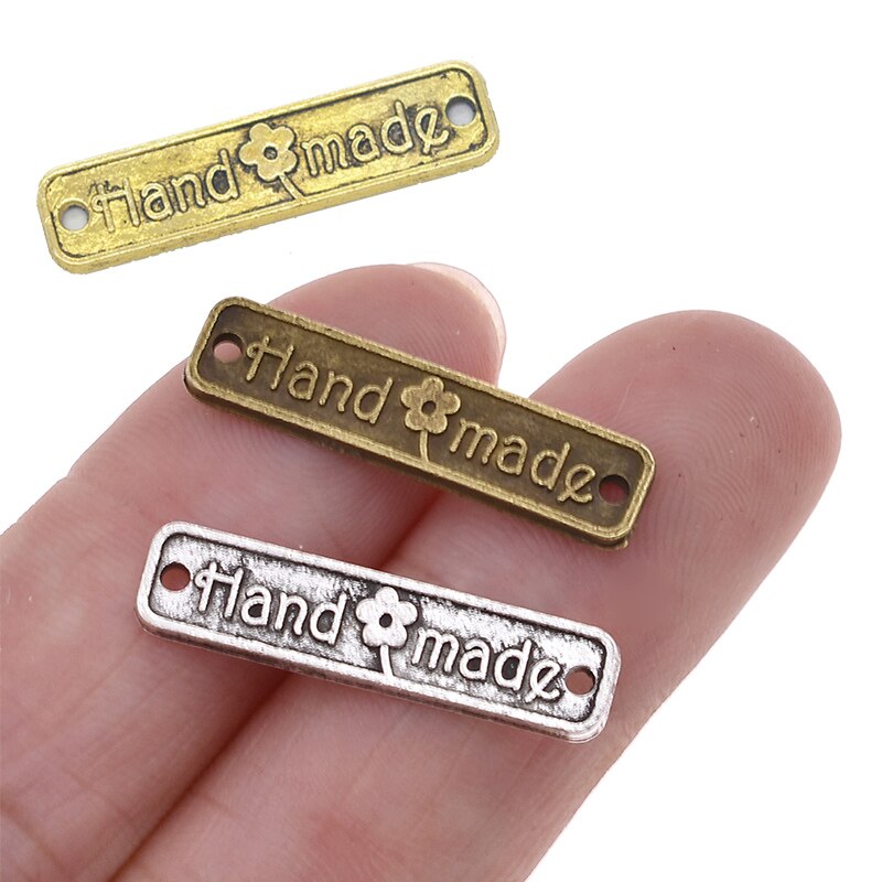 50/100 st vintage handgjorda etiketter metall brev tryckt etikett diy kläder sömnad tyg tyg levererar tillbehör