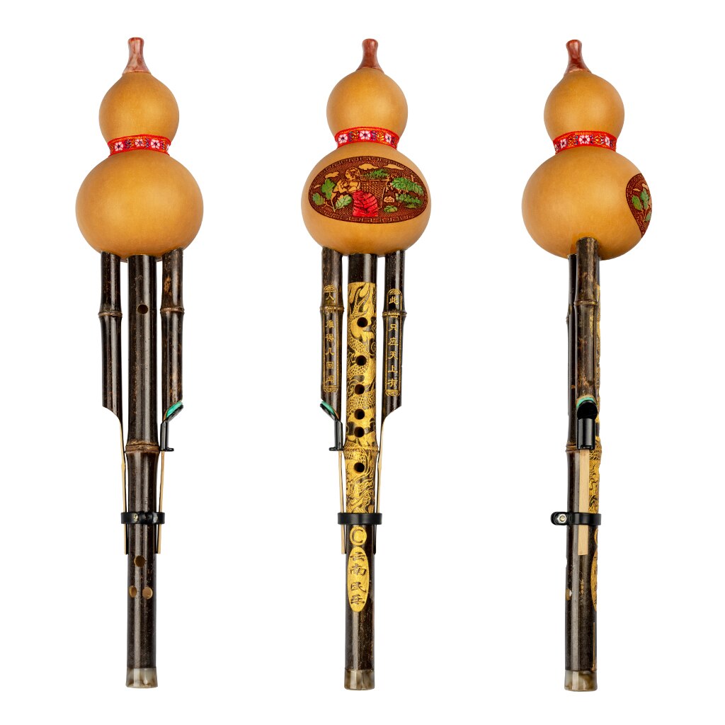 noemi professionale cinese fatto a mano in bambù nero Hulusi flauto doppio tono C chiave zucca Flauta strumento musicale etnico con custodia