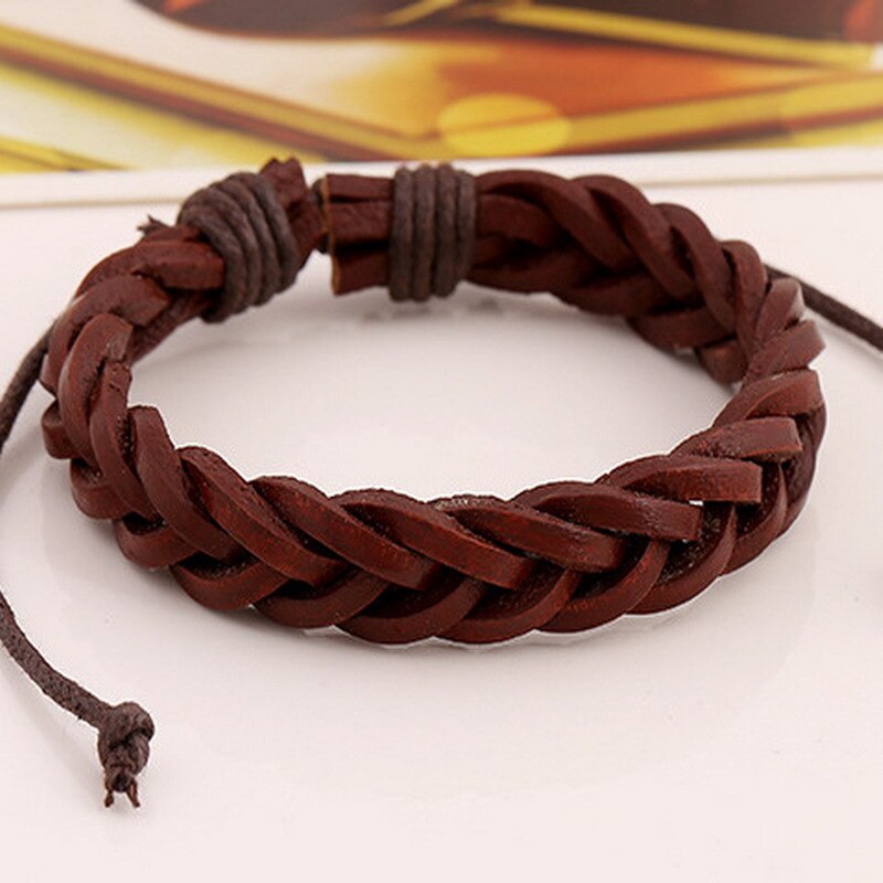 Gute Preis! Frauen Männer Armbänder Reine Hand Weben Leder Armband Einstellbar Armband Männer Schmuck: B014392