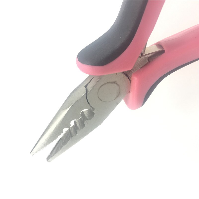 Alicates profesionales para extensiones de cabello, herramienta de extensión de cabello pre-adhesivo, mango rosa y negro, 1 pieza por lote