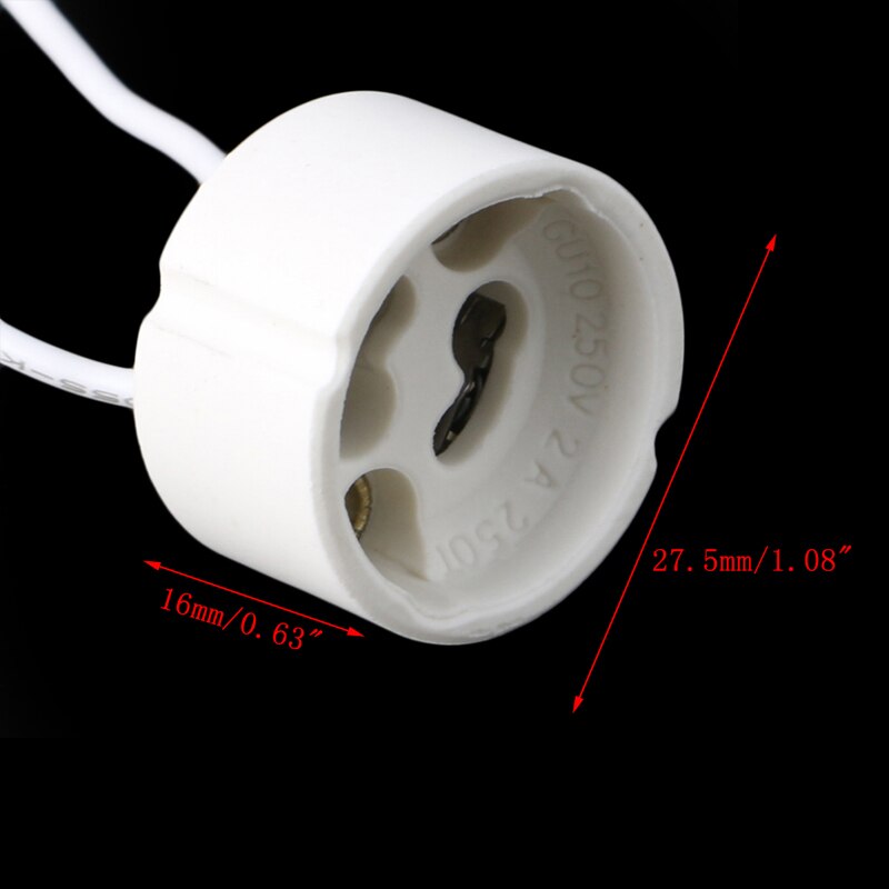 Gu10 sokkel led pære halogen lampe holder base keramisk ledningsstik