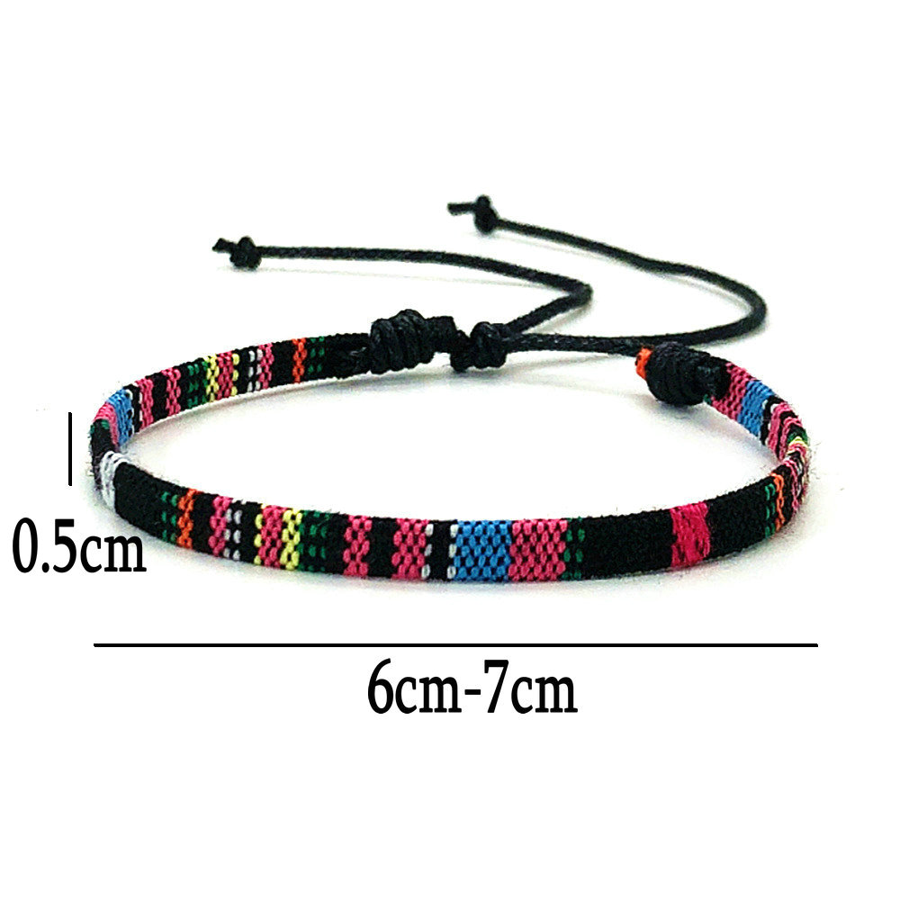 Nueva pulsera de amistad de tela tejida Bohemia Vintage europea para mujer, pulsera trenzada étnica de Nepal, de joyería para hombres y mujeres: Rodio plateado