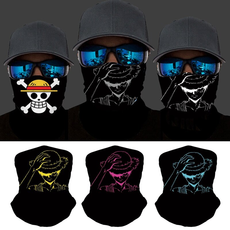 Mascarilla facial sin costuras con estampado 3D de dibujos animados, pañuelo mágico para ciclismo, pesca, esquí y senderismo