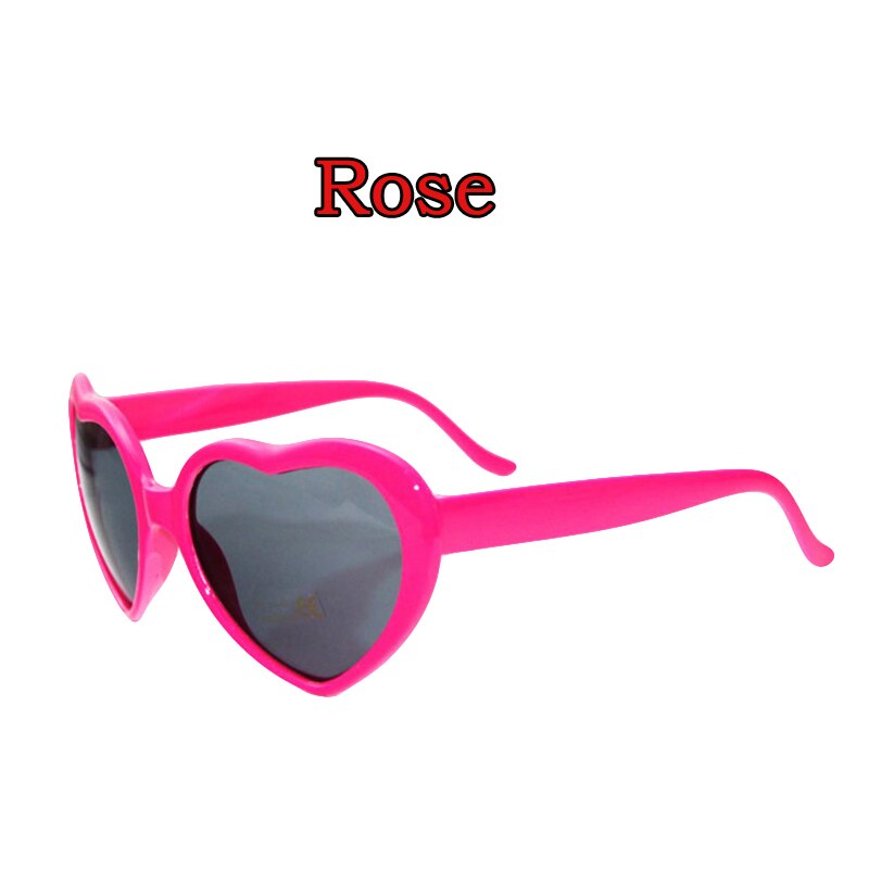 Specielle 3d hjerteeffekter edm regnbuestil rave frieworks briller 3d hjerteformede stel diffraktionsbriller til fester og festivaler: Rose
