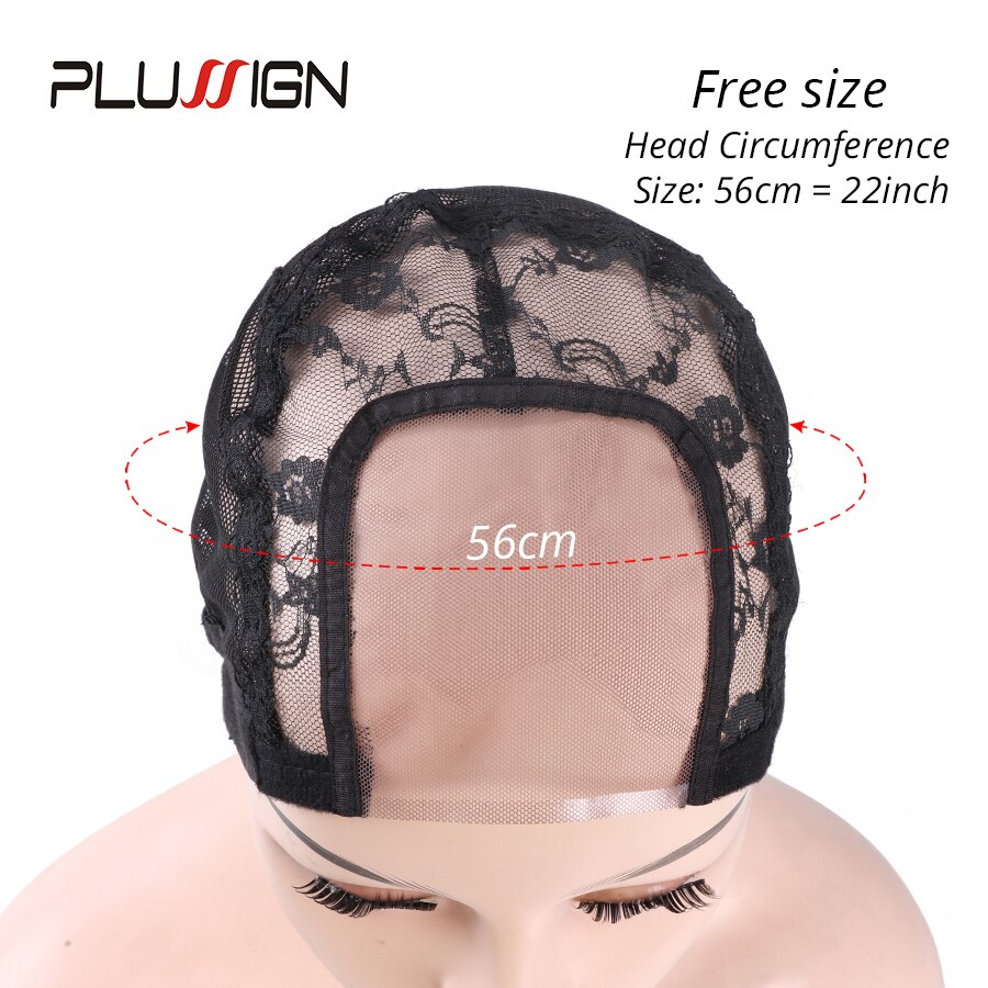 6Pcs Black U Part Wig Cap With Adjustable Straps Transparent Swiss Lace Wig Cap For Making Wigs 56Cm Lace Frontal Wig Caps