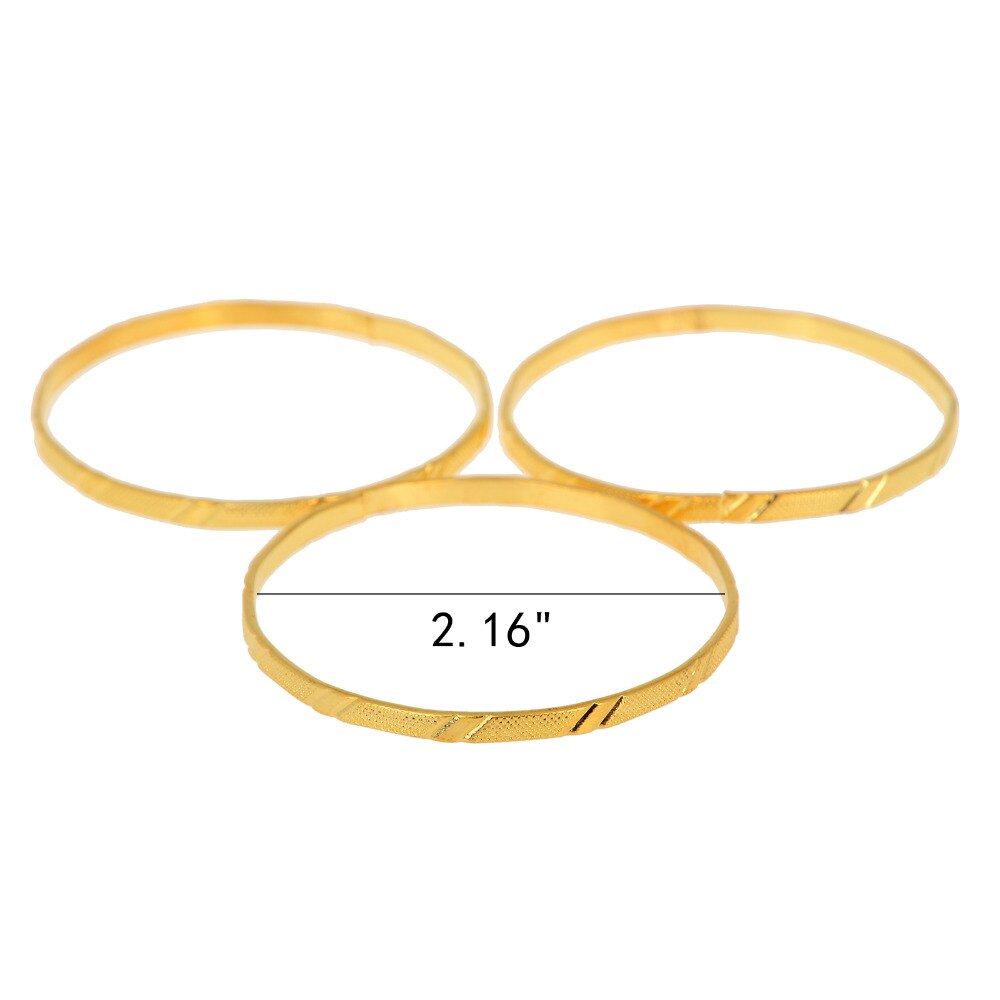 3Pcs/Set Gold Color Alloy Children Golden Bangle Simple Bangles&amp;Bracelets For Girl Birthday Accessories