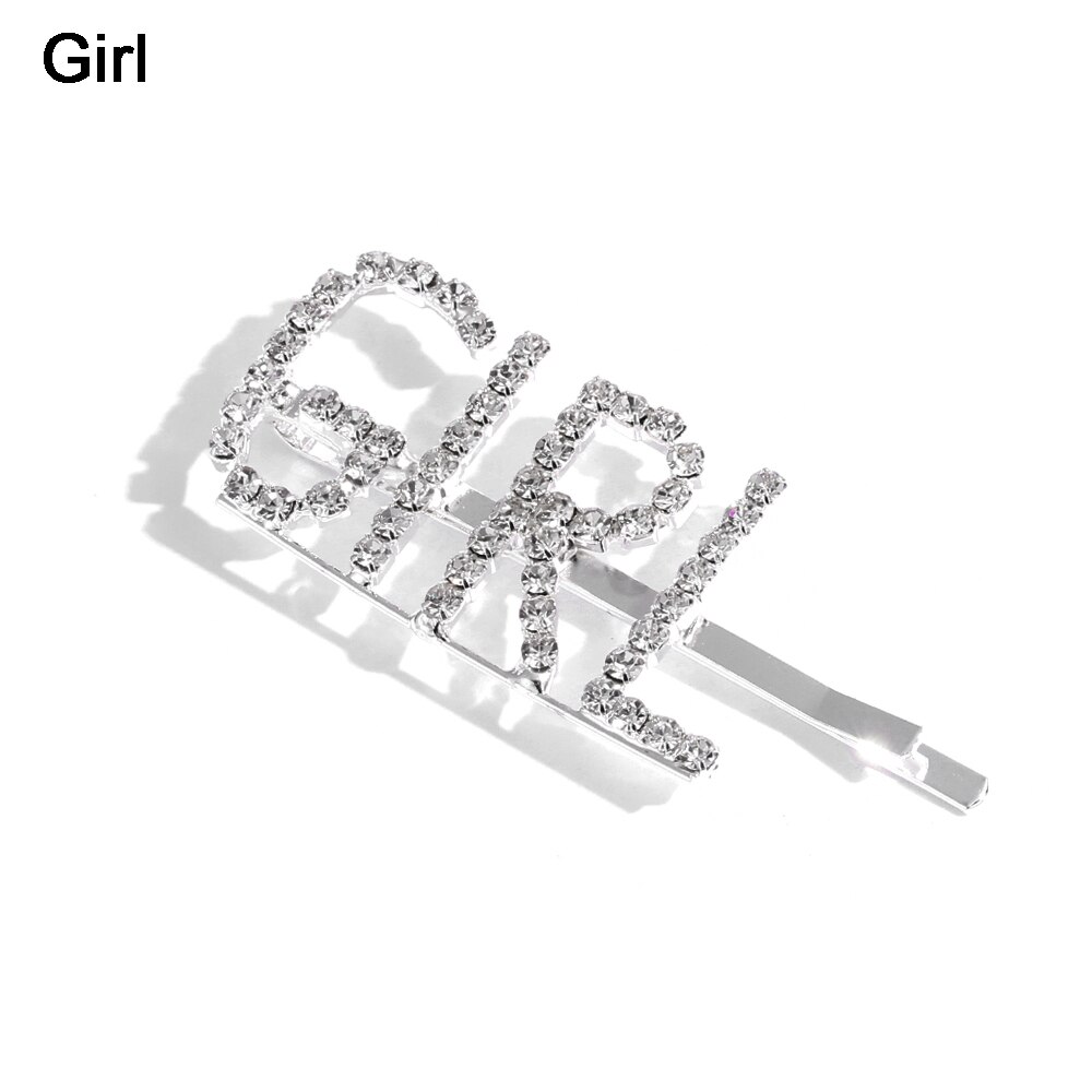 1pc bogstaver rhinestone krystal hårnåle hårspænder hårspænder hårspænde greb nål hårspænde ornament hårtilbehør: Pige