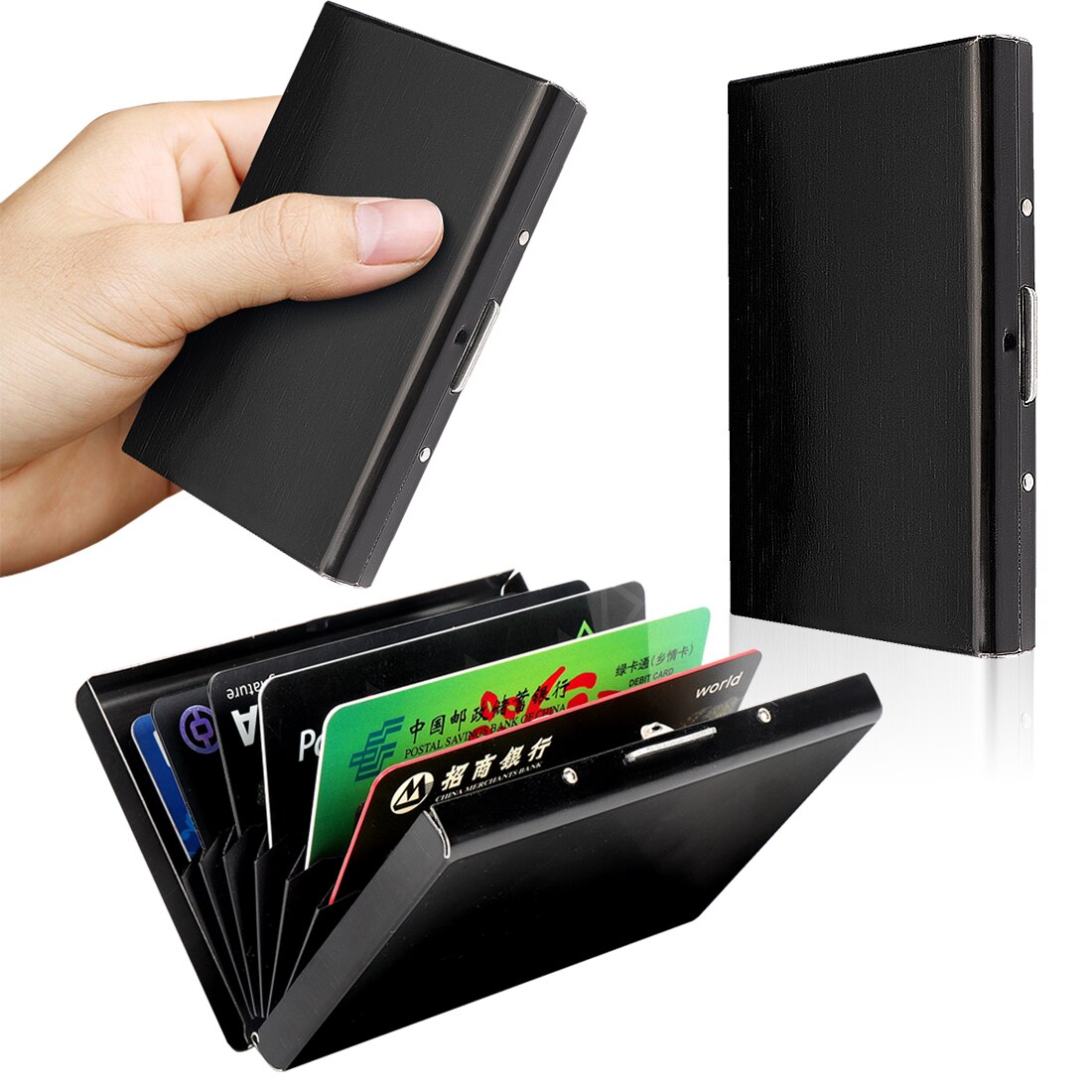 Heren Rvs Card Box Draagbare Mini Credit Id-kaart Business Opslag Effen Kleur Eenvoudige Stijl Metalen Clip Houder voor Werk