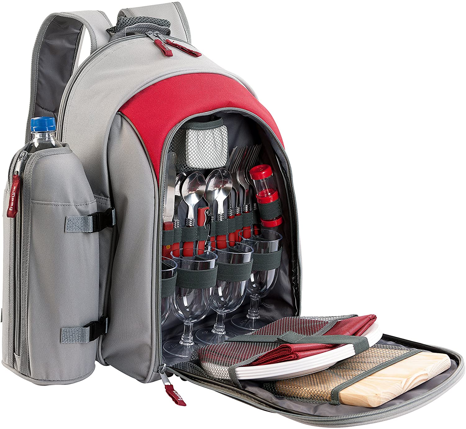 BE NOMAD-mochila de Picnic SE970B, aislamiento térmico para 4 personas, de un tamaño, rojo/gris
