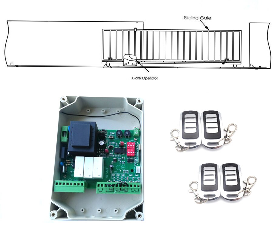 2 Channel 433.92Mhz 220V AC Sliding Door Controller Receiver Rolling code Remote control for gate opener