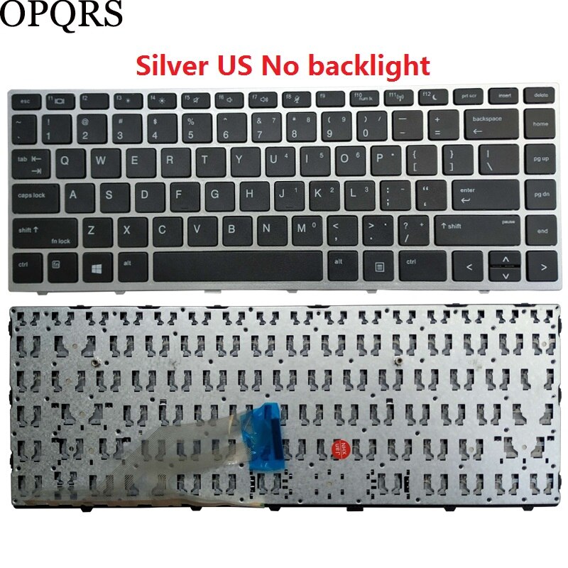 Russian RU/US laptop Keyboard for HP Probook 640 G4 645 G4 645 G5 430 G5 440 G5 445 G5 black silver frame: silver US NO backlit
