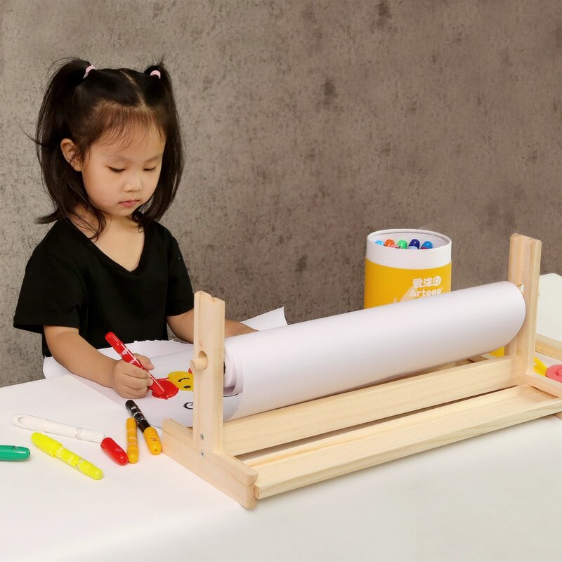 Childen Easel Wooden Desktop Painting Roll Paper Holder Child Graffiti Sketch Paper Small Painting Easel Kids Painting Paper