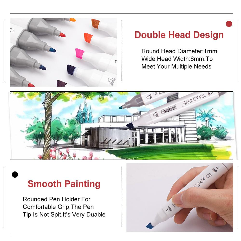 Touchfive Marker setzt Für Zeichnung Buchen Malerei Skizze Marker Manga Liner Dual Kopf Alkohol Basierend Marker Farben Stift