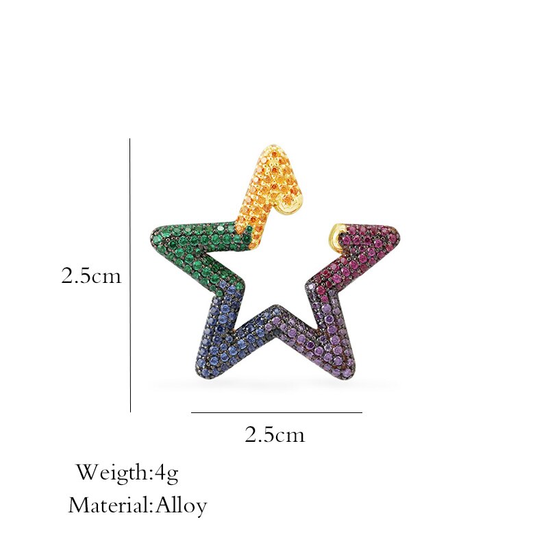 Itenice Rainbow Star Earcuffs Earring Voor Vrouwen Kleurrijke Multi-Hoepel Strass Oor Manchet Romantische Ster Rechthoek Boho Oor Clips