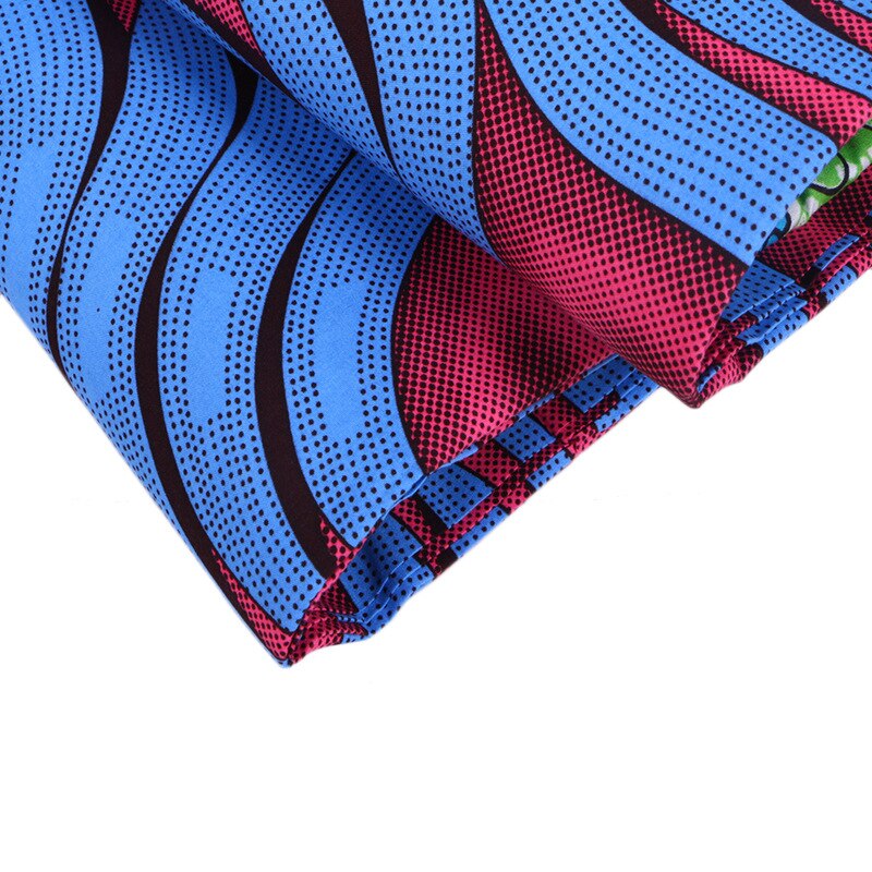 maravilloso estampado de patrón de azul y rojo de Ankara auténtico africano Real tela de cera holandesa 6 yardas \ lote