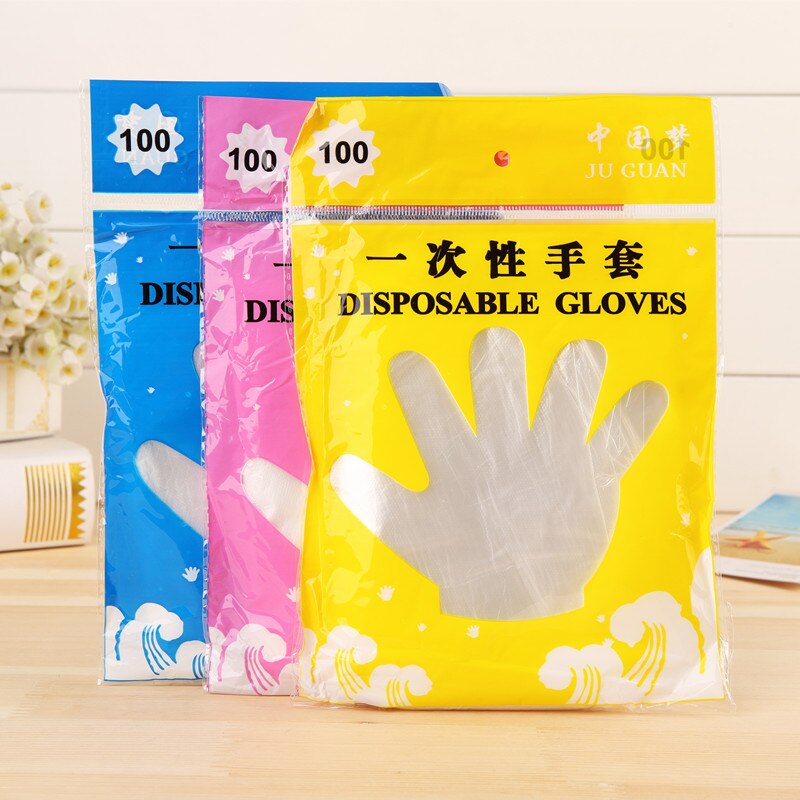 100 stuks/partij * wegwerphandschoenen plastic schalen catering schoonheid wegwerphandschoenen