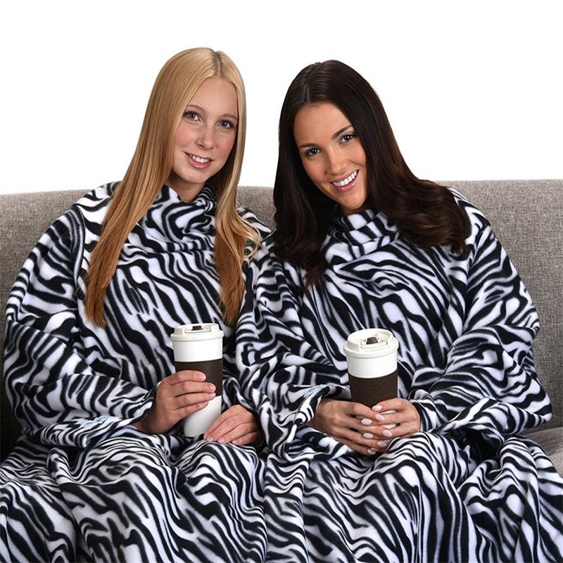 Manta suave para adultos, manta acogedora de mangas usables para el hogar, Unisex, sofá de viaje, mantas de siesta, toalla suave, tapiz para cama: Zebra