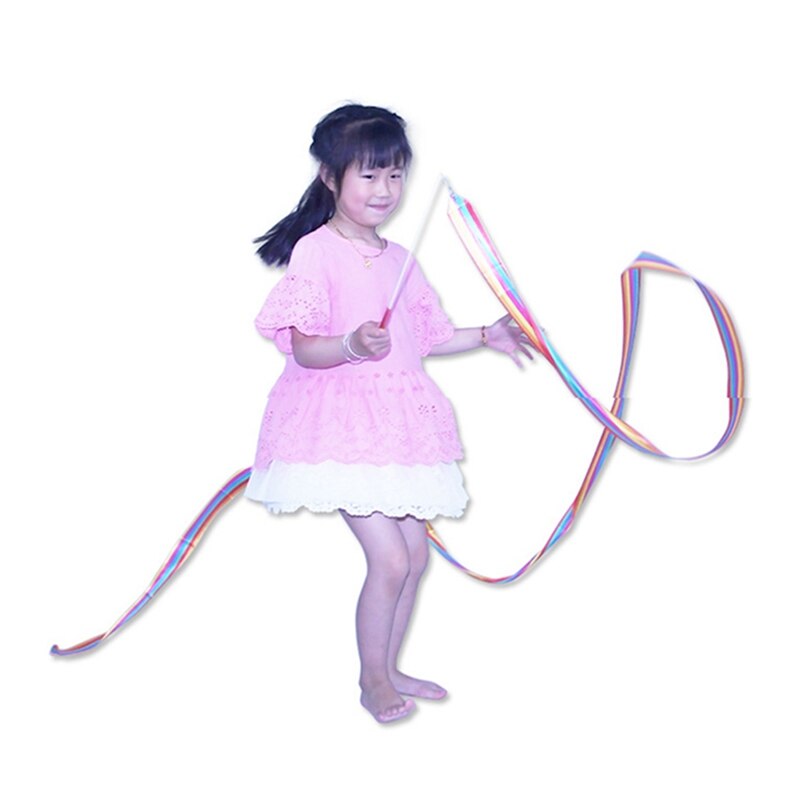 2M/4M Gymnastic Ballet Streamer Colorful Gym Ribbons Dance Ribbon Rhythmic Art Twirling Rod Stick For Gym Training