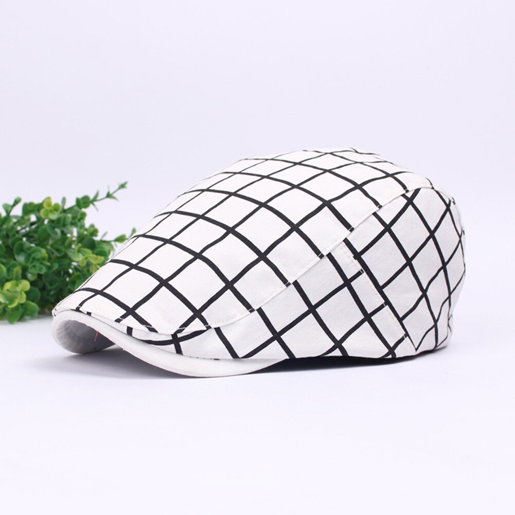 Men Women Plaid Cotton Flat Cap Summer Spring Sun Hat Adjustable Beret Headwear Clothing decor Accessory Xmas