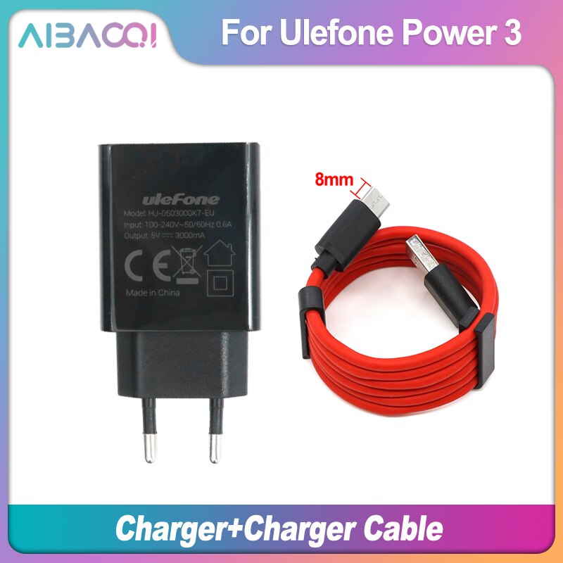 adaptador de CA Original, Cargador rápido 3,0, cargador de viaje Adaptador de enchufe de la UE + Cable USB DC 5V 7V 9V 2A para Ulefone Power 3/Power 3S: Charger x Cable