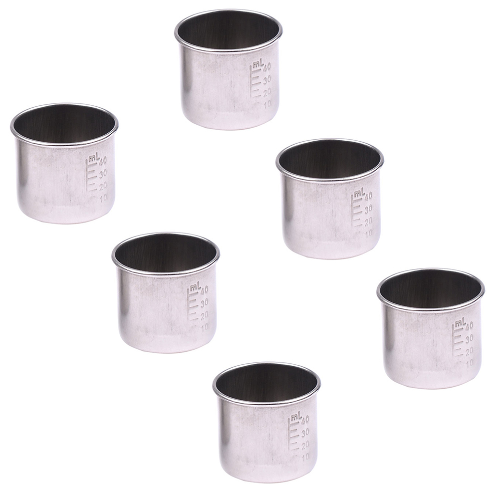 6pcs Graduated Volumetric Beaker Labs Measuring Cups Stainless Steel Scale Beaker: Default Title