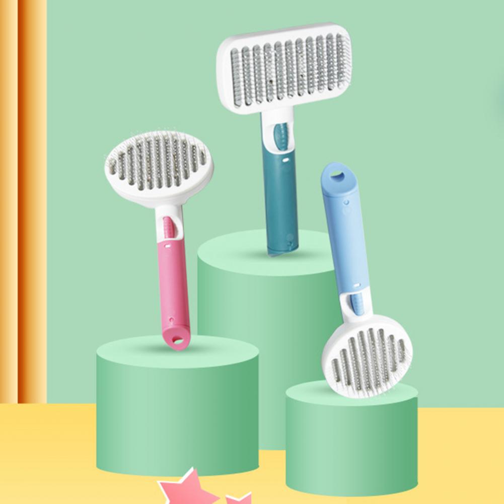 Brosse de Massage en acier inoxydable pour animaux de compagnie, peigne incliné, dents, facile à utiliser, brosse de toilettage pour chat