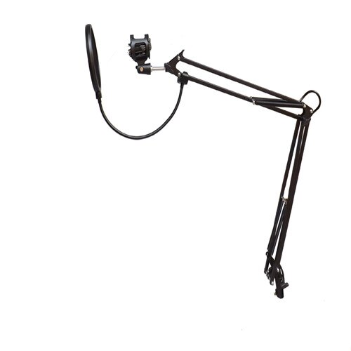 Microphone Boom Stand, Boom mic arm,Adjustable Desktop Suspension Boom Scissor Mic Stand,Table Mounting Clamp, for Live Broadcas: Bracket and Filter