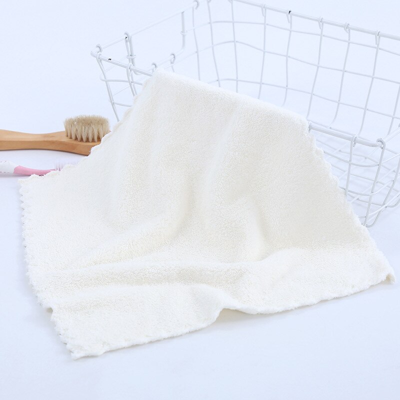 1PC Coral Fleece Square Scarf Thicken Soft And Absorbent Hand Towel Kitchen Car Wipe Towel Small Rag: White