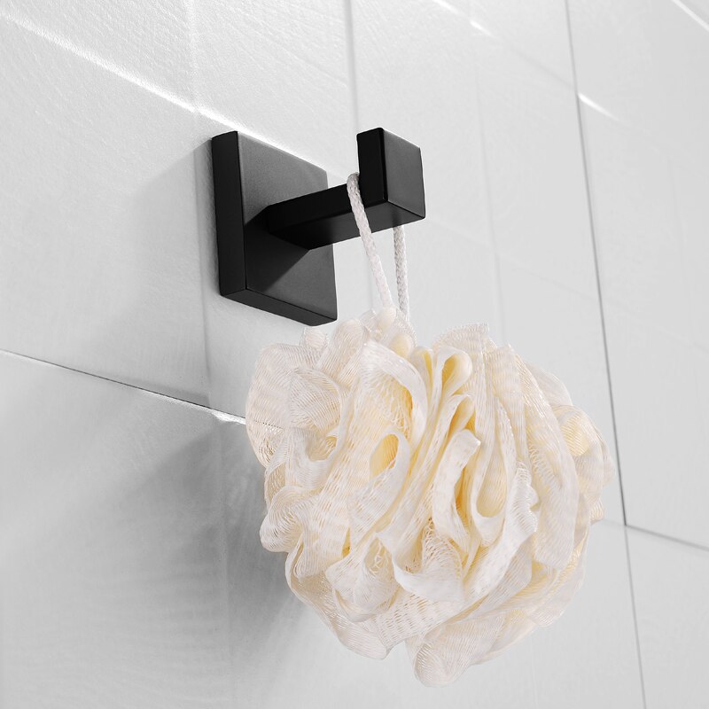 Premium Stainless Steel 4 Pieces Bathroom Hardware Accessories Set Wall Mounted Towel Bar Set Paper Holder Robe Hook Black