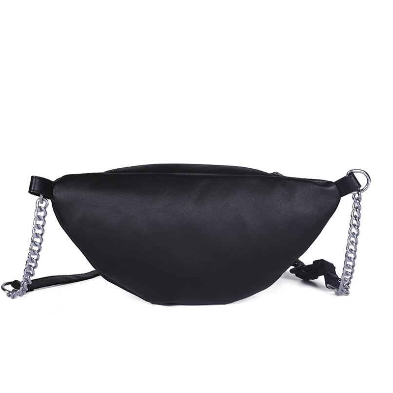 Riñonera con cadena de para mujer, bolso de cintura de cuero PU, para el pecho