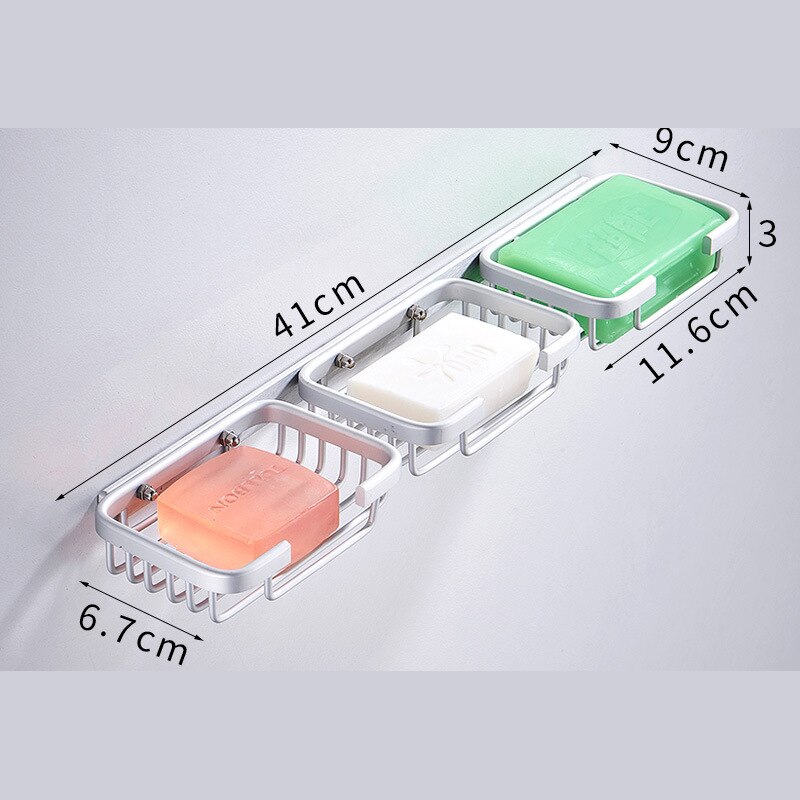Shower Wall Soap Dish Holder, Wall Mounted Draining Soap Saver for Bathroom Tile - Rectangle Bar Soapdish with Perforation