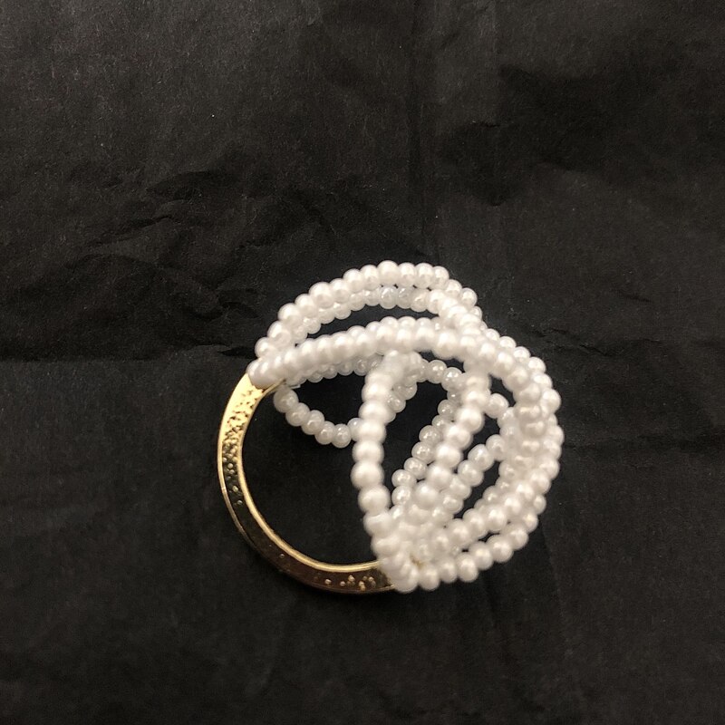 Woogge Vintage ▾ Barocco Naturale Anello di Perle D'acqua Dolce per Le Donne Elegante A Mano di Lavoro A Maglia Irregolare mini Perla in Rilievo Anelli: artificial pearl