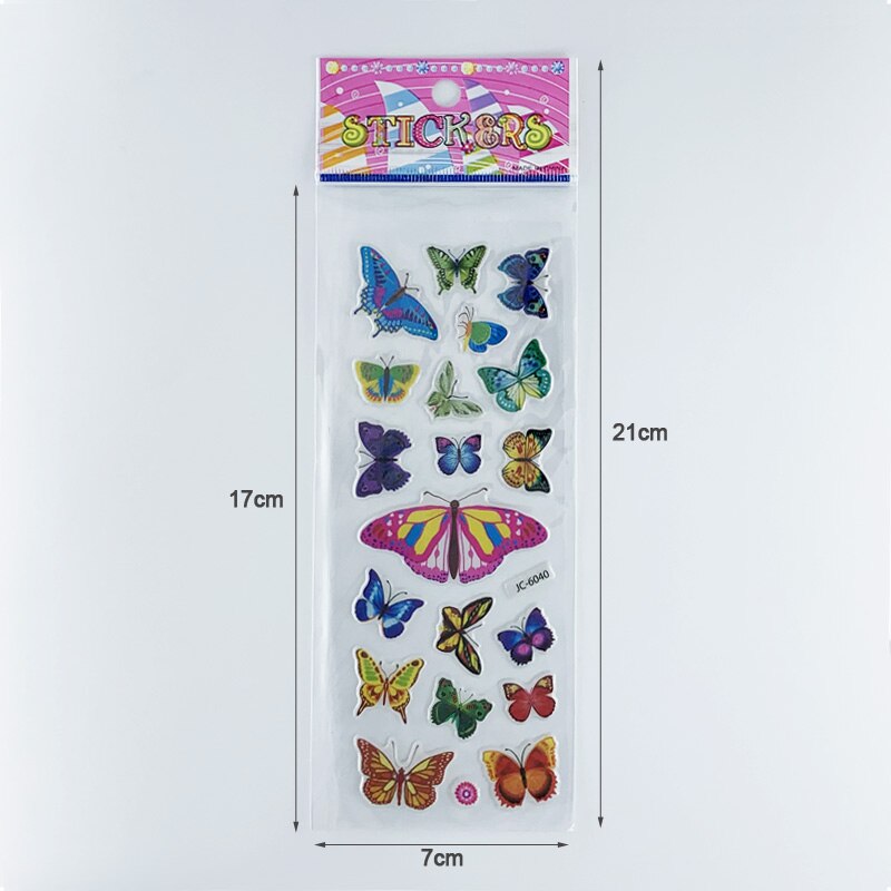 Autocollants imperméables à motif papillon de dessin animé 3D, jouet de bricolage pour enfants, décoration de chambre de filles, autocollant Kawaii, 8 feuilles/ensemble